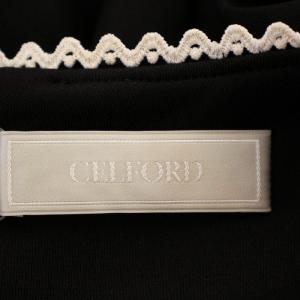 CELFORD 21AW レース切替ワンピース CWCO215026 パフショルダー 長袖 ロング ワンピース 38 黒