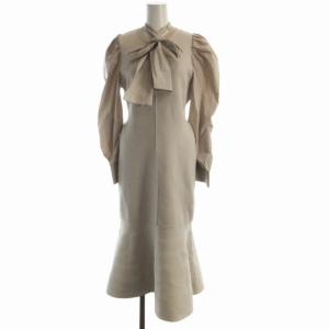 ワンピース マキシ ロング ニット リボン 長袖 38 アイボリー CWNO215041 /RO