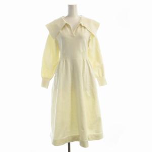 衿付きホールガーメントワンピース マキシ ロング ニット 長袖 38 白 ホワイト CWNO215036