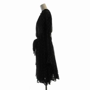 Arpege 23AW グリッタードットミニワンピース マキシ ロング リボン ラメ 長袖 1 黒 ブラック ゴールド色