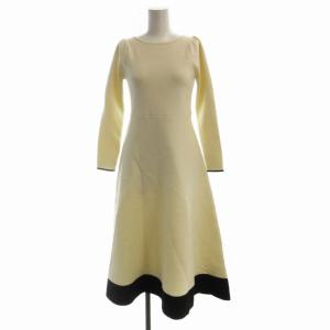 タグ付き 23AW ニットワンピース マキシ ロング クルーネック 長袖 S 白 ホワイト 黒 ブラック