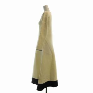 PROPORTION BODY DRESSING プロポーションボディドレッシング タグ付き 23AW ニットワンピース マキシ ロング クルーネック 長袖 S 白 ホワイト 黒 ブラック