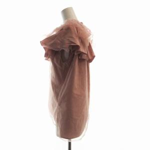 JUSGLITTY 24SS シャツ ブラウス ノースリーブ ストーン装飾 チュール 1 ピンク 44217071 /RO