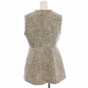 NATURAL BEAUTY BASIC 23AW スプリングツイードペプラムジレ 017-4155251 カットオフ 金ボタン ベスト S 白