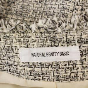 NATURAL BEAUTY BASIC 23AW スプリングツイードペプラムジレ 017-4155251 カットオフ 金ボタン ベスト S 白