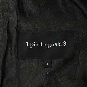 1PIU1UGUALE3 テーラードジャケット シングル 裏地ペイズリー柄 シルク 絹 ?V 黒 ブラック MRB123 /AN3