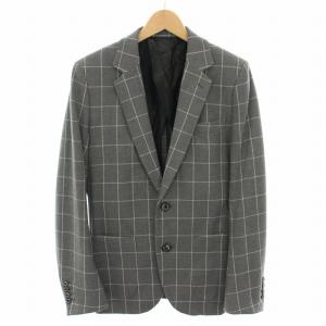 テーラードジャケット シングル チェック柄 4 グレー 白 ホワイト MRB054 PRY007 /YT