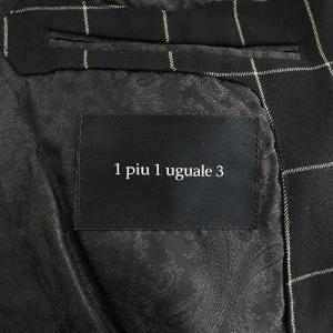 1PIU1UGUALE3 テーラードジャケット シングル チェック柄 裏地ペイズリー柄 IV 黒 ブラック MRB054 /AN13