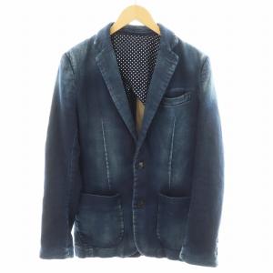 テーラードジャケット シングル USED加工 デニム地 IV 青 ブルー MRB045 /AN15