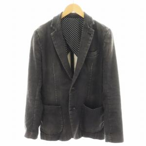 テーラードジャケット シングル USED加工 デニム地 IV 黒 ブラック MRB045 /AN17