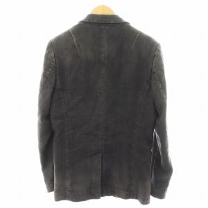 1PIU1UGUALE3 テーラードジャケット シングル USED加工 デニム地 IV 黒 ブラック MRB045 /AN17