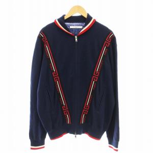 ニットカーディガン 長袖 ジップアップ ロゴ M ネイビー BM00624Y18 /KH