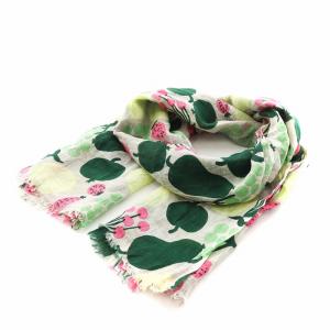 ピエニトリ ストール フリンジ 総柄 麻 リネン グレー ピンク 緑 グリーン /AN51