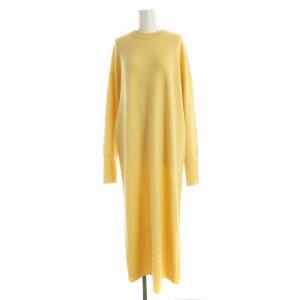 24AW ウォッシャブルスムース ニットワンピース ロング 長袖 F 黄 イエロー 24040912213040