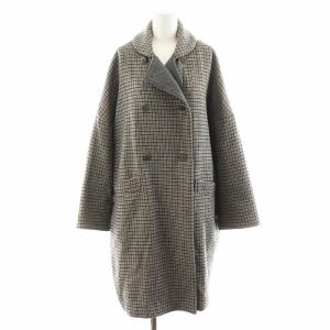 ラウンドカラーワイドチェックコート ロング丈 アウター 1 グレー GJ93128U1 /AN27