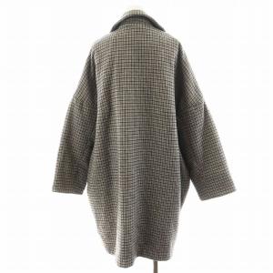 GRANDMA MAMA DAUGHTER ラウンドカラーワイドチェックコート ロング丈 アウター 1 グレー GJ93128U1 /AN27