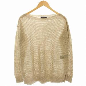 ニット カットソー 麻 リネン シアー ローゲージ 長袖 M ベージュ 211640508001 /HN