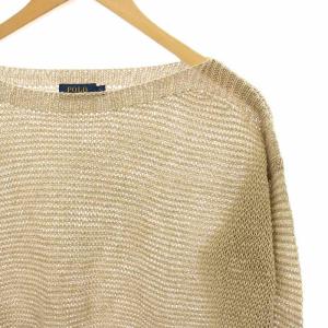 POLO RALPH LAUREN ニット カットソー 麻 リネン シアー ローゲージ 長袖 M ベージュ 211640508001 /HN