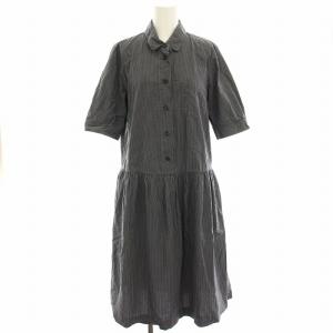 ワンピース ひざ丈 ギンガムチェック 半袖 2 グレー 黒 ブラック 578-157505 /HN