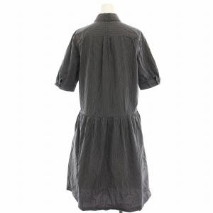 MARGARET HOWELL ワンピース ひざ丈 ギンガムチェック 半袖 2 グレー 黒 ブラック 578-157505 /HN