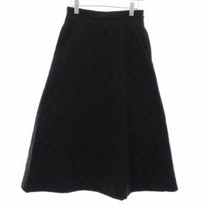 キルティング フレア スカート 中綿 ロング マキシ 38 黒 ブラック 15246995103 /KU
