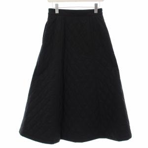 UNITED ARROWS キルティング フレア スカート 中綿 ロング マキシ 38 黒 ブラック 15246995103 /KU