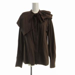 アシンメトリーフリルブラウス シャツ 変形 長袖 F 茶 ブラウン MCT21A501 /RO