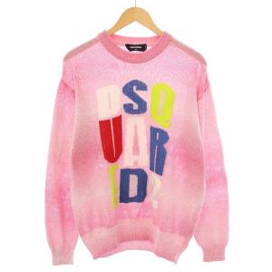 MONOGRAM SWEATER モノグラムセーター ニット 長袖 クルーネック ロゴ 薄手 M ピンク