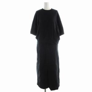 セットアップ 上下 2点セット スウェット スカート ロング 半袖 2 黒 ブラック SL8S-T607