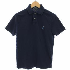 CUSTOM SLIM FIT ポロシャツ カットソー スモールポニー 半袖 S 紺 ネイビー 710666998001