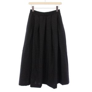 22SS DOT ジャガードタックスカート ロング ドット柄 リネン 36 黒 22060900405010