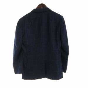 LANVIN en Bleu テーラードジャケット ブレザー チェック 46 紺 ネイビー LB-IS-31184 /RO