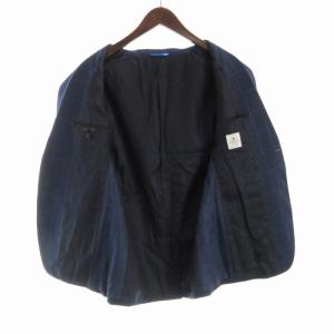 LANVIN en Bleu テーラードジャケット ブレザー チェック 46 紺 ネイビー LB-IS-31184 /RO