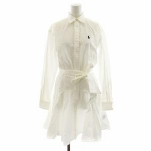 シャツワンピース ひざ丈 長袖 コットン 00 白 ホワイト 211903189002 /AN21