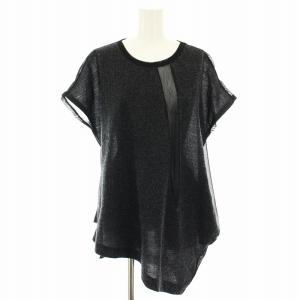 ヨウジヤマモト 21AW ポリエステルチュールウールニードルパンチアンバランスTシャツ POLYESTER
