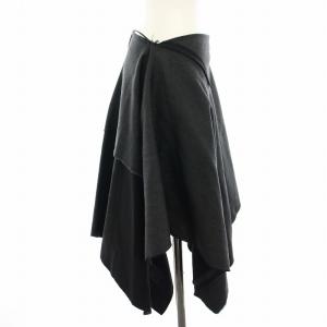 COMME des GARCONS AD2003 スカート ひざ丈 フレア 変形 アシンメトリー 黒 ブラック GK-S012 /YT