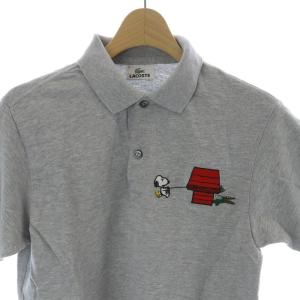 LACOSTE スヌーピー ポロシャツ 半袖 2 グレー PH676E /RE