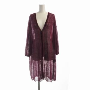 カーディガン ロング ニット 麻 リネン 36 紫 パープル 2043-210 /RO