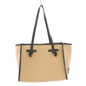 マルチェッラS トートバッグ ハンドバッグ キャンバス レザー 切替 バイカラー ロゴ 茶 ブラウン 黒