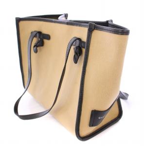 GIANNI CHIARIN マルチェッラS トートバッグ ハンドバッグ キャンバス レザー 切替 バイカラー ロゴ 茶 ブラウン 黒