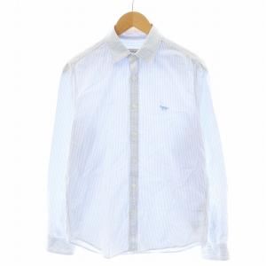 シャツ 長袖 ストライプ柄 ワンポイント XXS 水色 ライトブルー KMH30000 /AN20