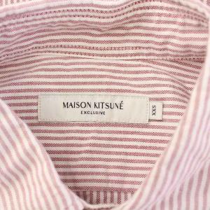 Maison Kitsuné フォックスヘッドエンブロイダリーストライプシャツ カジュアル 長袖 レギュラーカラー ロゴ ワンポイント
