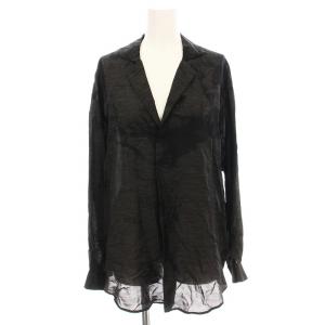 シャツ ブラウス TD-1909 プルオーバー 総柄 長袖 36 黒 ブラック /G