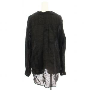 pas de calais シャツ ブラウス TD-1909 プルオーバー 総柄 長袖 36 黒 ブラック /G