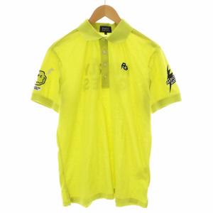 ポロシャツ 半袖 ロゴ 刺繍 ゴルフウェア 6 黄緑 053-3260691 /AN41