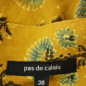 pas de calais 前開き シャツワンピース 後染め JR-2305 ロング 総柄 長袖 ワンピース 36 マスタード 黄色