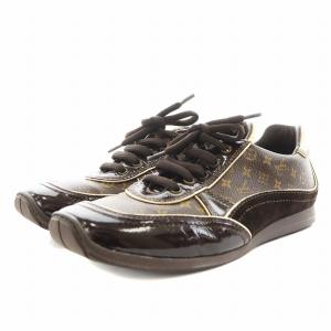LOUIS VUITTON モノグラム スニーカー シューズ エナメル 33 茶 ブラウン FC0046 /AN14 D