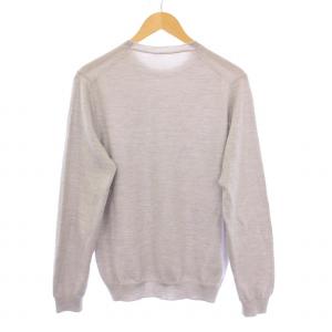SLOW WEAR ニット セーター 長袖 クルーネック 薄手 ウール 無地 48 グレー /BB