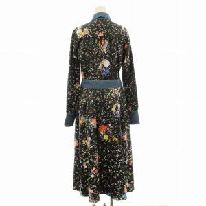 DIESEL シャツワンピース ロング 花柄 クレリック リボンベルト S 黒 ブラック /G