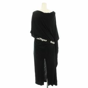 Onitsuka Tiger ベルト付きワンピース 2182A433 ドルマン 半袖 ロング XL 黒 ブラック /G